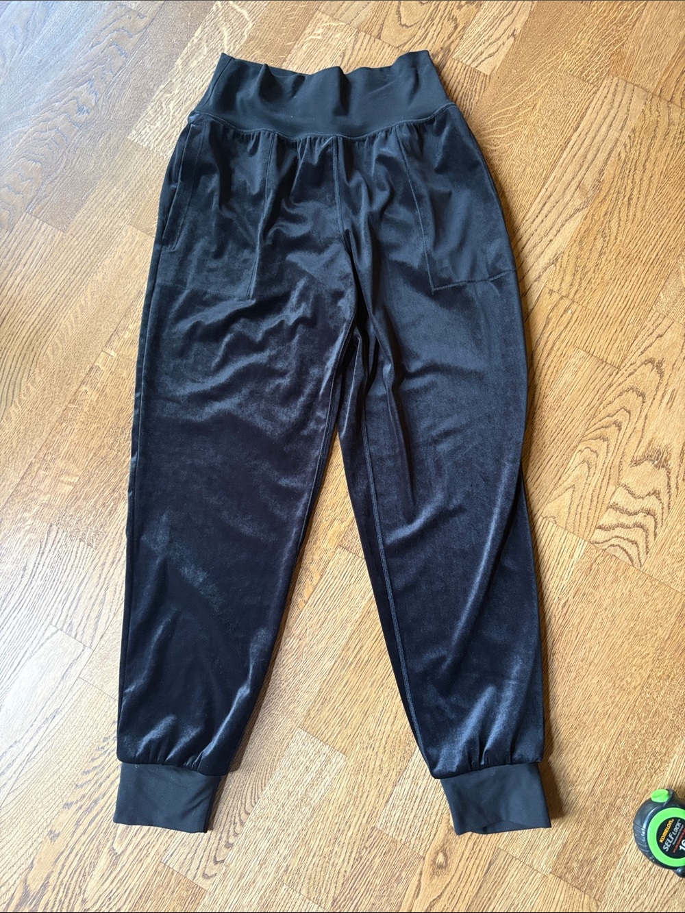 Athleta Black Velvet-Look Jogger Pants